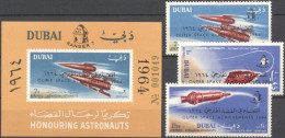 Dubai 1964, Space, Overp. Outer Space Achievement 1964, 3val+BF - Dubai