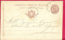 ANNULLO CSG " BEDONIA *6.4.01* SU INTERO CARTOLINA POSTALE UMBERTO (INT. 25\900) PER BORGOTARO - Storia Postale