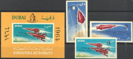 Dubai 1964, Space, Overp. Outer Space Achievement 1964, 3val+BF IMPERFORATED - Dubai