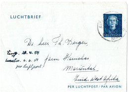 76580 - Niederlande - 1954 - 30c Wilhelmina GAAerogramm AMSTERDAM -> Suedwestafrika - Briefe U. Dokumente