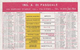 XK 660 Calendarietto Tascabile  Macchine Industriali Ing, Di Pasquale Palermo 1957 - Formato Piccolo : 1941-60