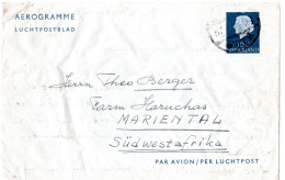 76581 - Niederlande - 1954 - 30c Juliana GAAerogramm (etw Buegig) SCHEVENINGEN -> Suedwestafrika - Cartas & Documentos