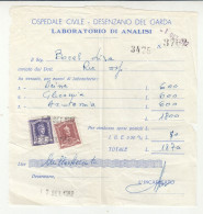 Italy Revenues On Ospedale Civile Desenzanod Del Garda Laboratorio Receipt B240401 - Revenue Stamps