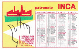 XK 663 Calendarietto Tascabile  Patronato INCA 1962 - Tamaño Pequeño : 1961-70