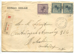 Congo Léopoldville 1 C.O.B. 121+130 (paire) Sur Lettre Recom. Type 2Aa/Rfcé/H (unilingue Noir) Dent.11 (ND Bord Inf.) - Briefe U. Dokumente