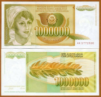 Yugoslavia-1 000 000,1000000 (1,000,000) Dinara, 1989, Pick 99 UNC - Joegoslavië