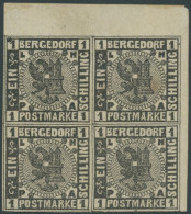 BERGEDORF 2  VB **,* , 1861, 1 S. Schwarz Im Viererblock Aus Der Rechten Oberen Bogenecke, 2 Werte Postfrisch, Ein Paar  - Bergedorf