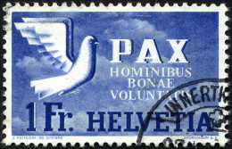 SCHWEIZ BUNDESPOST 455 O, 1945, 1 Fr. PAX, üblich Gezähnt Pracht, Gepr. Marchand, Mi. 120.- - Used Stamps