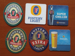 6 Different Beer Mats/coasters FOSTER'S - Bierdeckel