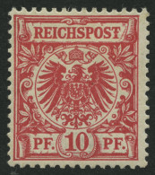 Dt. Reich 47I *, 1889, 10 Pf. Karmin Mit Plattenfehler T Von Reichspost Mit Querbalken, Falzrest, Pracht, Mi. 100.- - Ungebraucht