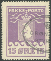 GRÖNLAND - PAKKE-PORTO 8A O, 1923, 15 Ø Rotviolett, (Facit P 8II), Pracht - Spoorwegzegels