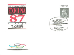 Espagne Premier Jour Exposition Nationale EXFILNA à Gérone 1987  Timbre Annulés Administrativement - 1931-....