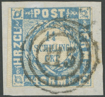 SCHLESWIG-HOLSTEIN 6 BrfStk, 115 (EUTIN) Zentrisch Auf 11/4 S. Mittelblau/weißrosa, Oben Berührt Sonst Prachtbriefstück - Schleswig-Holstein