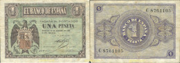 8470 ESPAÑA 1938 1 Peseta Estado Español 28 De Febrero 1938 - Andere & Zonder Classificatie