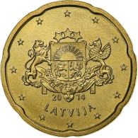 Lettonie, 20 Euro Cent, Large Coat Of Arms Of The Republic, 2014, SPL, Or - Lettonie