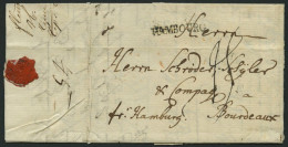 HAMBURG VORPHILA 1780, HAMBOURG, L1 Durchgangsstempel Auf Brief Von Flensburg Nach Bordeaux, Pracht - Altri & Non Classificati