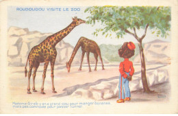ANIMAUX #SAN47240 GIRAFES ROUDOUDOU VISITE LE ZOO MADAME GIRAFE A UN GRAND COU POUR MANGER DES BANANES - Giraffe