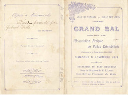 16 COGNAC #FG50699 BAL PAR AMICALE DE POILUS DEMOBILISES 1919 - Cognac