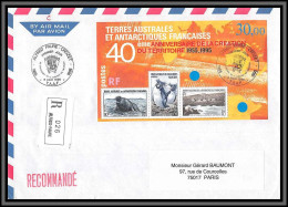 10881 Alfred Faure Bloc N°2 40ème Anniversaire 1995 Fdc Par Avion Recommandé Lettre Cover TAAF Terres Australes - Brieven En Documenten