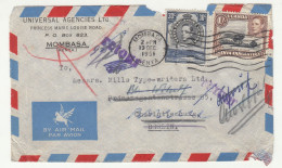 KUT Air Mail Letter Cover Posted 1951 - Retourned B240401 - Kenya, Uganda & Tanganyika