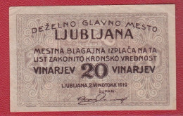 Yugoslavia-Ljubljana 20 Vinarjev 1919 Xf - Joegoslavië