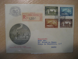 LISBOA 1956 To Porto Train Railway Railroad Locomotive FDC Cancel Registered Cover PORTUGAL - Trains