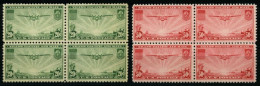 USA 400/1  VB **, Scott C21/2, 1937, Manila-Hongkong In Viererblocks, Prachtsatz, $ 90.- - Nuevos