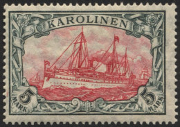 KAROLINEN 22IA *, 1915, 5 M. Grünschwarz/dkl`karmin, Mit Wz., Friedensdruck, Falzrest, Pracht, Gepr. Jäschke-L., Mi. 240 - Islas Carolinas