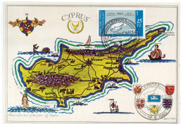 Turkish Cyprus Zypern Chypre Cipro " 1980 Cyprus Map " Maximum Card - Altri & Non Classificati