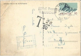 Suisse Samedan 30dec1966 Pcard To Italy Meter Taxed Postage Due L.35 Milano - 1961-70: Storia Postale