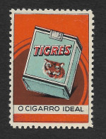 Portugal Mozambique Cigarettes Tigres Tigre Tabac Ancienne Vignette Publicitaire Tobacco Tiger Publicitary Cinderella - Vignetten (Erinnophilie)