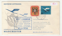 Germany 1956 Lufthansa Hamburg-Düsseldorf-Manchester-Shannon-Montreal-Chicago First Flight Cover B240401 - Autres (Air)