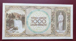 YUGOSLAVIA 1000 DINARA 1946 P67b UNC-TRIAL PRINT OF REVERSE* RRR Security Thread - Specimen