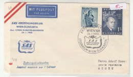 Austria 1958 SAS Stockholm-Wien-Djakarta Via Athen-Karachi-Bangkok First Flight Letter Cover Posted To Athens  B240401 - Otros (Aire)