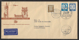 Portugal Premier Vol TAP Frankfurt Allemagne 1963 Timbre-taxe Port Dû Poste Restante First Flight Germany Postage Due - Covers & Documents