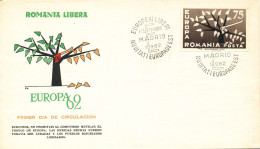 Romania FDC Madrid 17-9-1962 EUROPA CEPT With Cachet Free Romania Exile In Spain - 1962