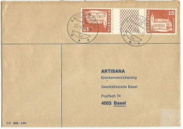 Suisse Tete Beche C.15+c.15 Appenzell FLUO S70 Simple Franking Cover Liestal 22aug1978 X Basel - Postmark Collection