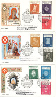 Malte FDC 15-11-1966 SMOM Ordre De Malte Set Of 9 Stamps On 3 Covers Sovrano Militare Ordine Di Malta With Cachet - Sovrano Militare Ordine Di Malta