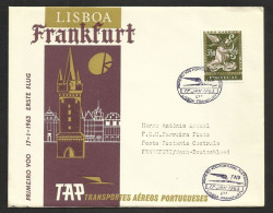 Portugal Premier Vol TAP Lisbonne Lisboa Frankfurt Allemagne 1963 First Flight Lisbon Frankfurt Germany - Covers & Documents