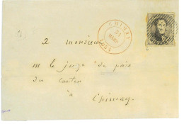 P2853 - BELGIUM YVERT NR. 6 ON FOLDED LETTER, LOCALLY USED IN CHIMAY (RED STRIKE) 1854 - 1849-1865 Medaglioni (Varie)