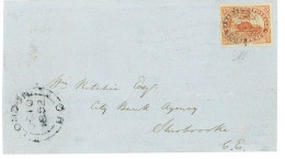 P2854 - COLONY OF CANADA SG NR. 1 ON FOLDED LETTER, FROM LONDON (ONTARIO) TO SHERBROOKE (QUEBEC) 10.10.1852, - Cartas & Documentos