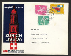 Portugal Premier Vol TAP Zurich Suisse Lisbonne 1967 First Flight Switzerland Lisbon - Covers & Documents