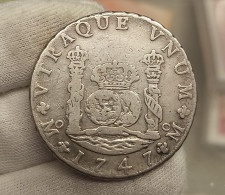 España Spain Fernando VI - 8 Reales Columnario 1747 MF México Km 104.1 Plata - Otros & Sin Clasificación