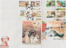 CUBA  Lot  4 SETS 11 FDC  ANIMAUX CHIEN  CHAT CHEVAUX VF   Réf  T  1487 - Sonstige & Ohne Zuordnung