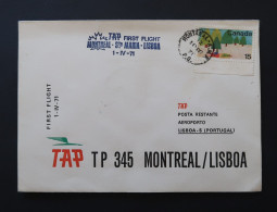 Portugal Premier Vol TAP Montreal Canada Santa Maria Açores Lisboa Lisbonne 1971 First Flight Montreal Azores Lisbon - Lettres & Documents