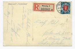 Einschreiben Danzig 1936 Nach Nestomitz/Aussig Mit Motorschiff Tannenberg - Lettres & Documents