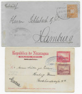 2x Ganzsache Von Nicaragua Nach Hamburg, 1886 Und 1908 - Nicaragua