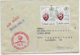 Book Post, Kathmandu, Deutsche Evererst Lhotse Expedition 1972, Air Mail - Népal