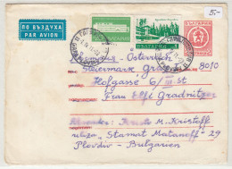 Bulgaria Postal Stationery Letter Cover Posted Air Mail 1971 Plovdiv To Graz - Uprated B240401 - Covers