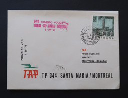 Portugal Premier Vol TAP Lisboa Lisbonne Santa Maria Açores Montreal Canada 1971 First Flight Lisbon Azores Montreal - Cartas & Documentos